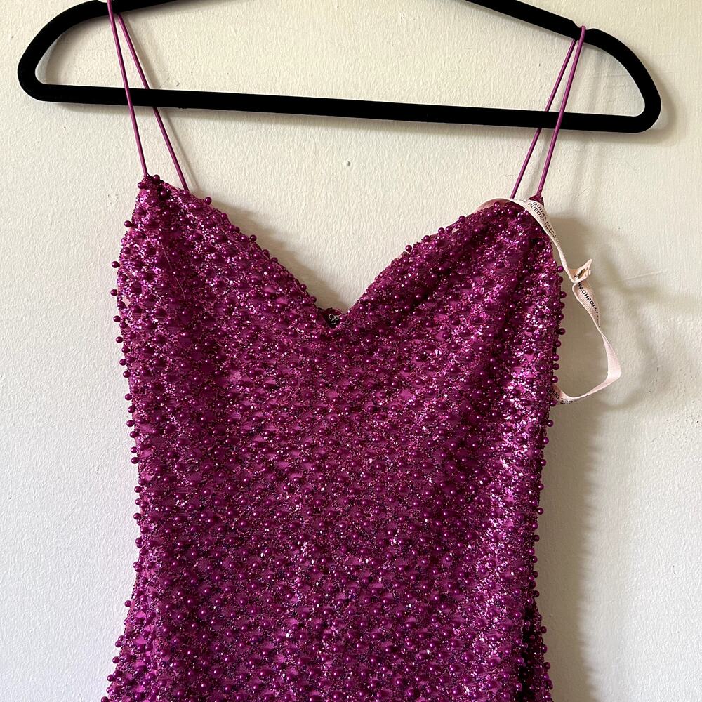 Oh Polly Mischa Embellished Sweetheart Neck Mini Dress Magenta Pink Size 0 New - Picture 6 of 9